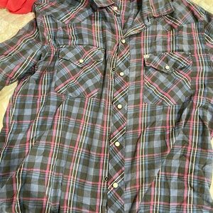 Plaid Men's Shirt - Blue and Pink